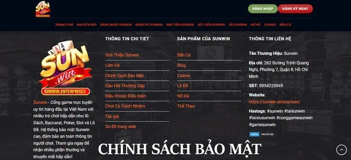Khái niệm Chính sách bảo mật Sunwin